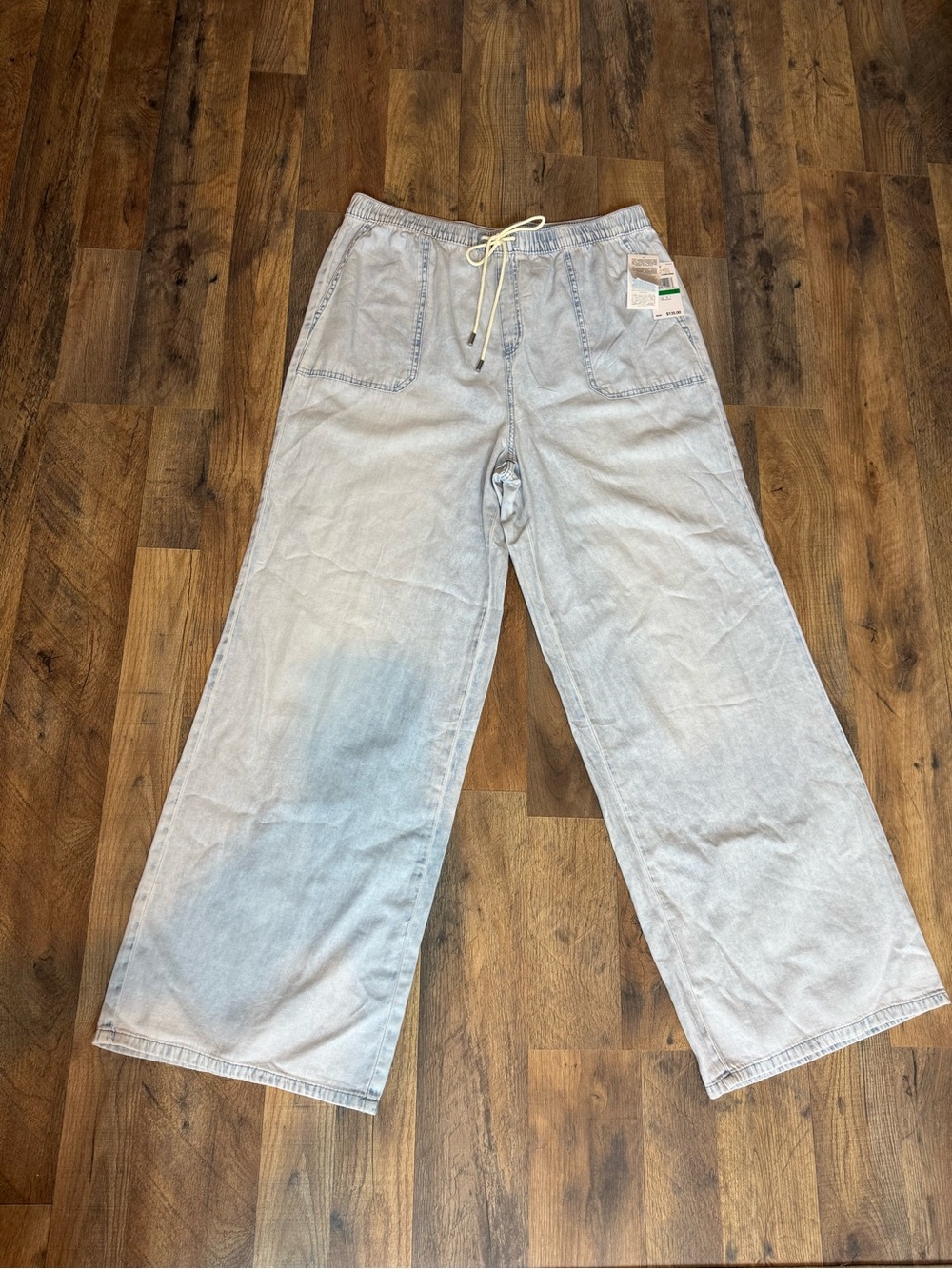 Michael Kors Light Blue Wide-Leg Drawstring Jeans size L - Picture 8 of 14